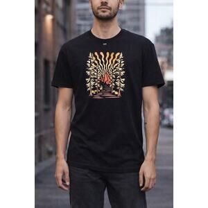 DIP  Graphic Tee T Shirt Large Black Sun Forest Art Festival